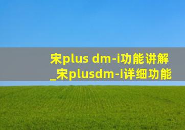 宋plus dm-i功能讲解_宋plusdm-i详细功能